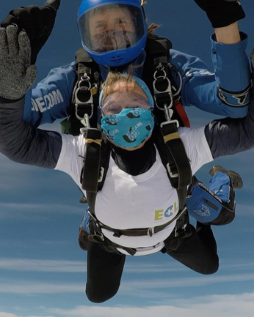 terri collins skydiving for the counselling partnersip